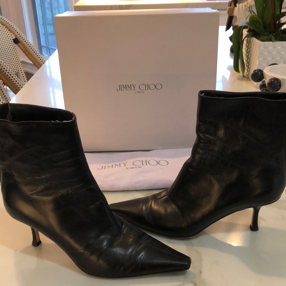 Jimmy Choo Black Leather Ankle boot 8.5